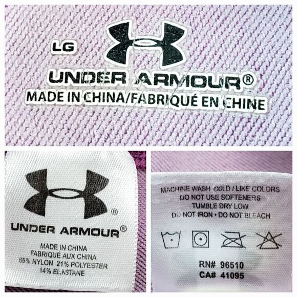🔺️Under Armour Purple & Pink Mock Neck Athletic Long Sleeve Top Large - Picture 8 of 8